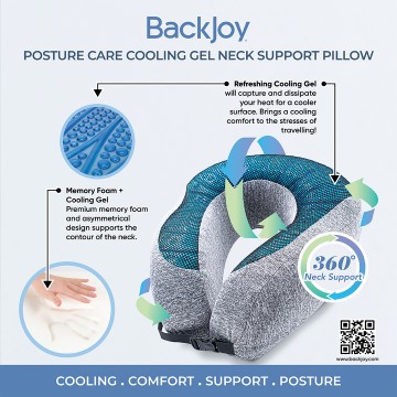 NEW! BACKJOY POSTURE CARE NECK SUPPORT PILLOW WITH COOLING GEL - NOW $48 UP $59.90 AVAILABLE IN 3 COLOURS