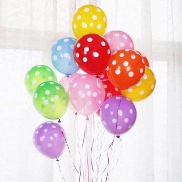 Party Fete Party Balloon with White Dots (10s in a pack )  - Available in 4 prints